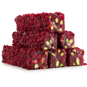 Pomegranate Turkish Delight with Pistachio Strands