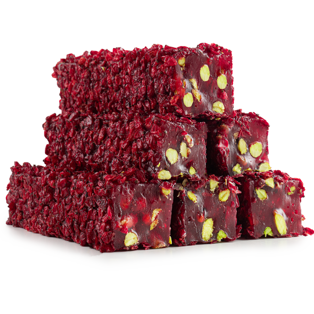Pomegranate Turkish Delight with Pistachio Strands