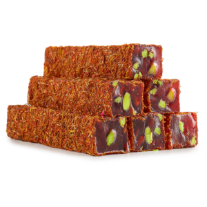 Saffron & Pomegranate Turkish Delight with Pistachios