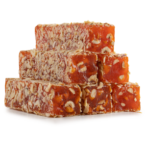 Orange Turkish Delight with Sliced Hazelnuts