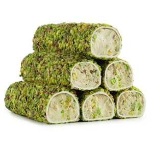 Rice-Coated Pistachio Turkish Delight with Pistachio Filling